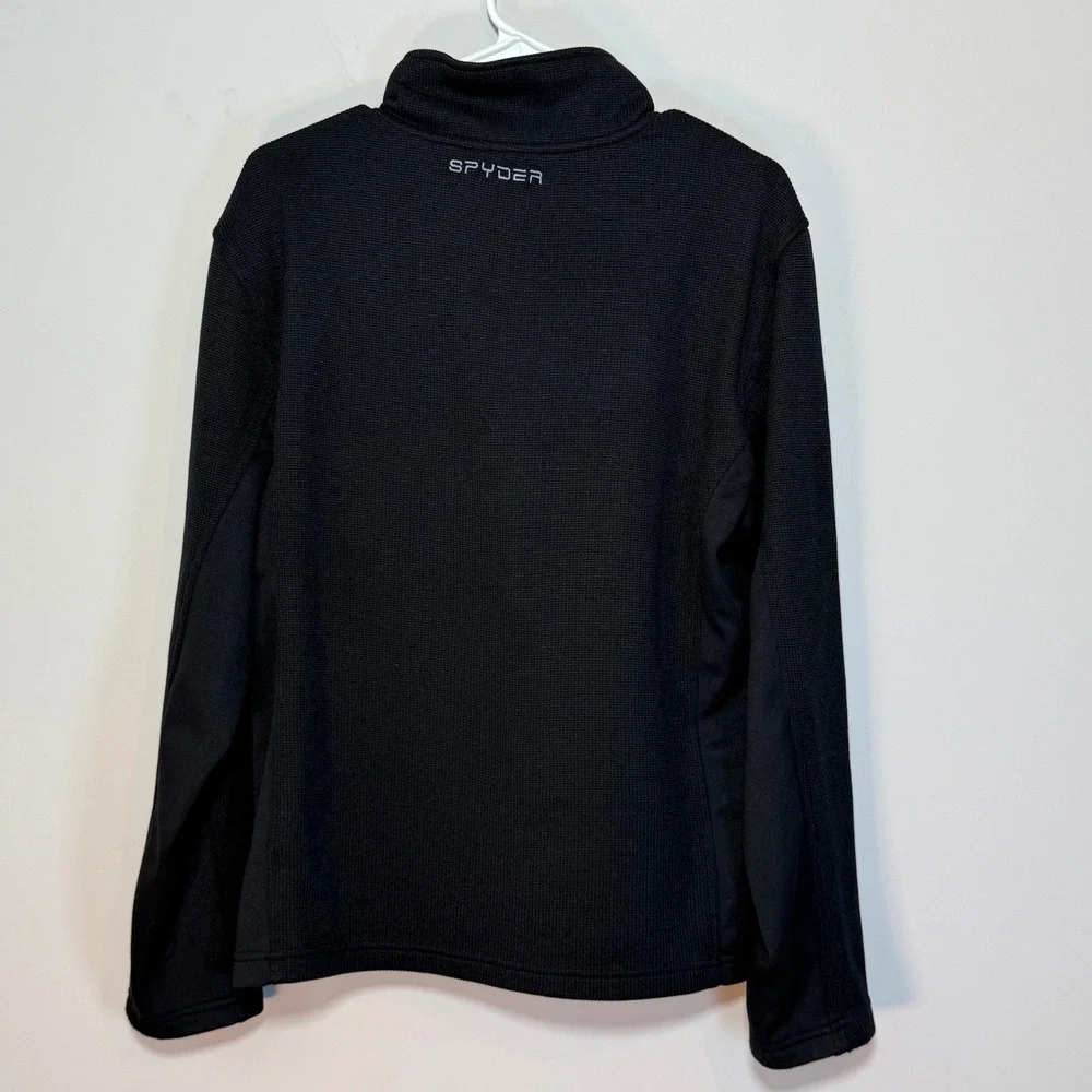 Spyder Jacket Men's Medium Black‎ Full Zip Fleece w Logo Everyday Jacket Casual